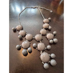 Women's Gray Silver Bubble Waterfall Statement Twee Necklace, Adjustable Size